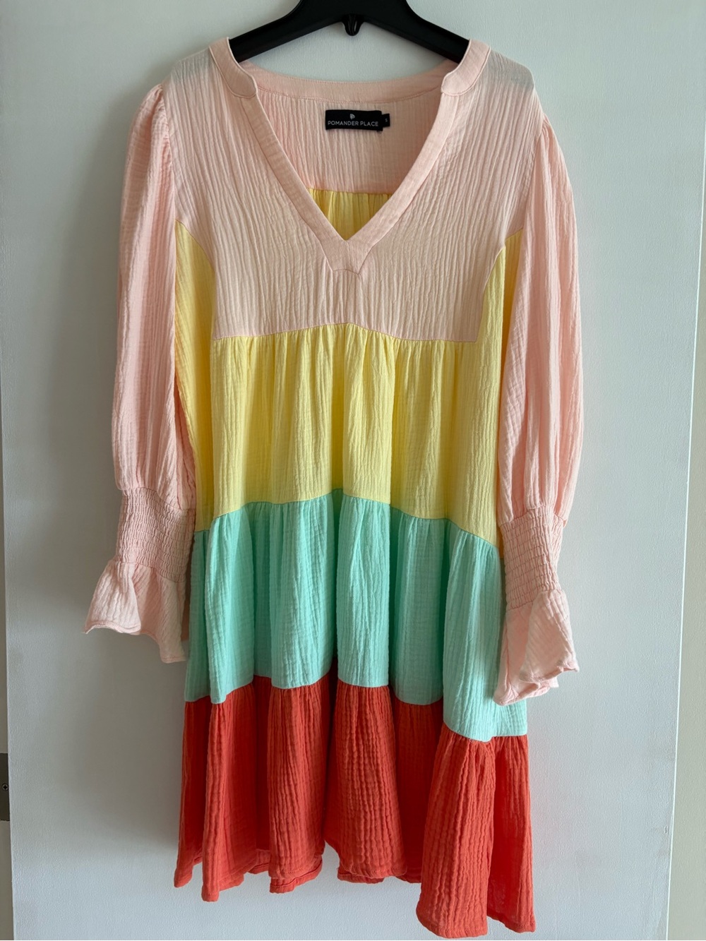 Pomander Place Tiered Colorblock Midi Dress - Pink, Yellow, Mint & Coral